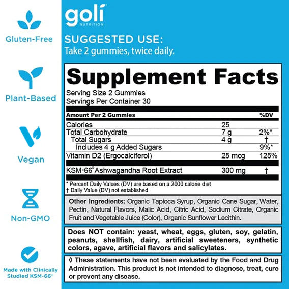 1 Pack Goli® Ashwagandha Gummies + FREE Sleep Gummies