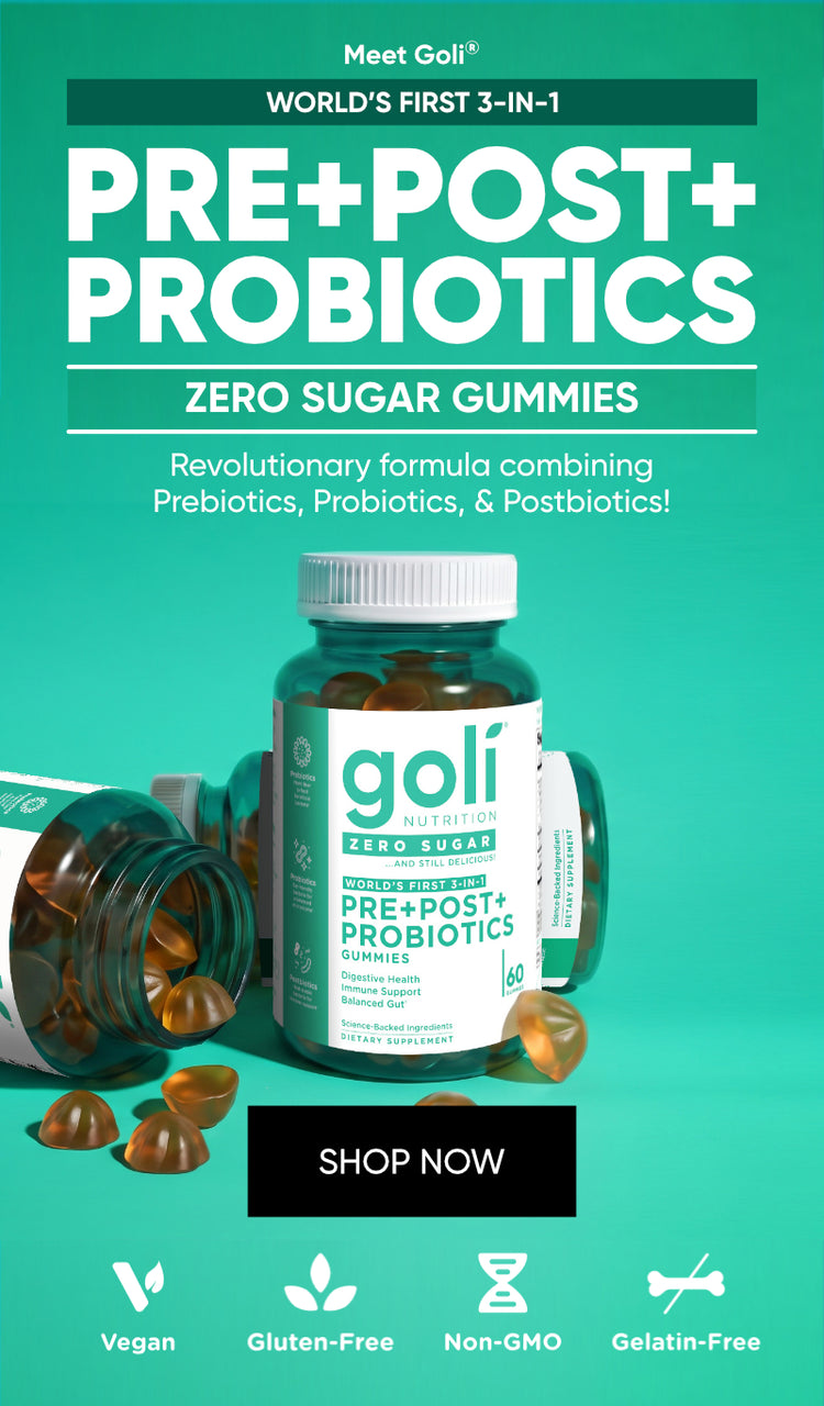 Goli Zero Sugar Pre+Post+Probiotics Gummies bottle